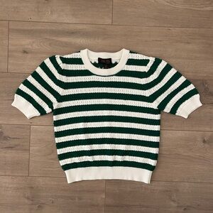 Charlotte Russe Green and White Striped Sweater